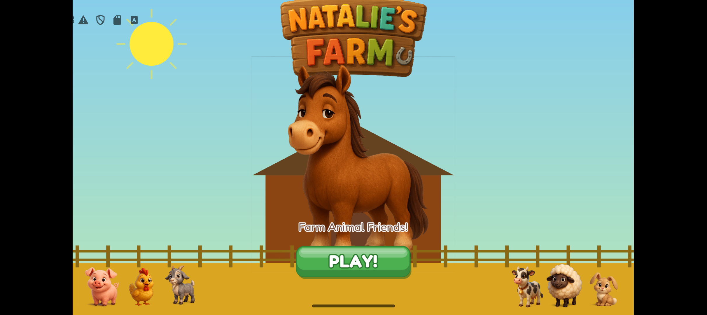 Natalie's Farm gameplay showing the farm menu