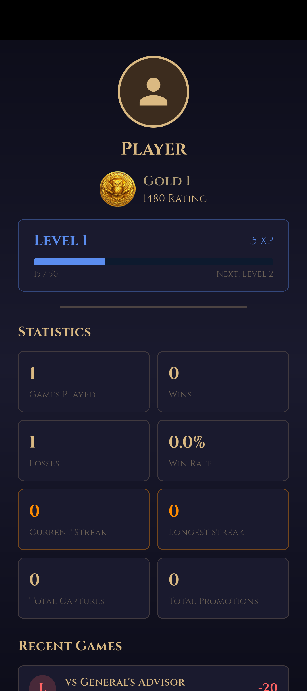 Player profile and statistics